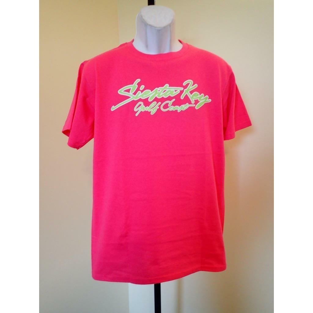 - SIESTA KEY-GULF COAST unisex ADULT MEDIUM M pink T-Shirt by J. America 73YM Image 1