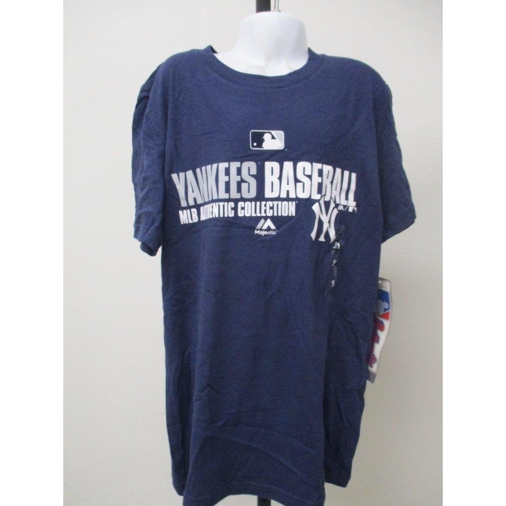 York Yankees Youth Size M Medium 10/12 Majestic Blue Shirt MSRP 22 Image 1