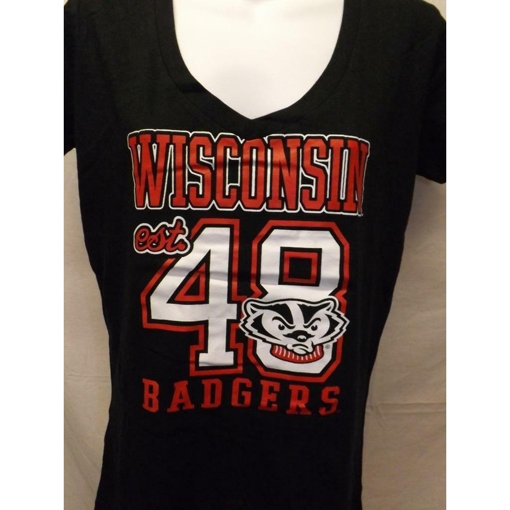 Wisconsin Badgers est.1848 Womens Size L Large Black Shirt Image 2