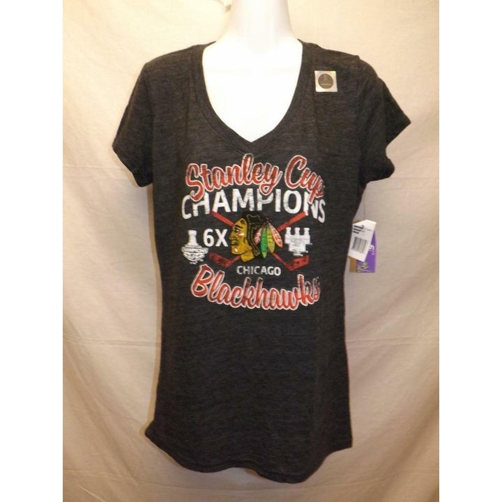 Chicago Blackhawks "6X Champion" Womens Size S Small Shirt by Alyssa Milano Image 3