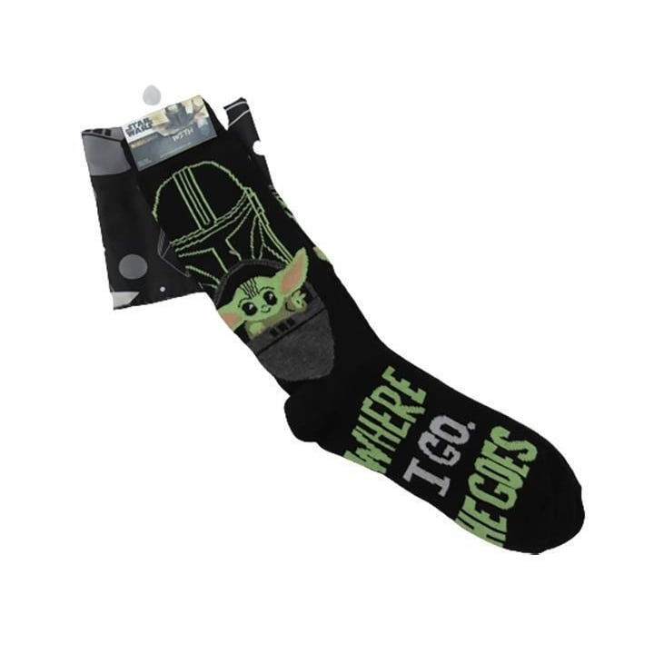 Mandalorian Baby Yoda Mens Sizes 6-12 OSFA Crew Socks and Bandana Image 1