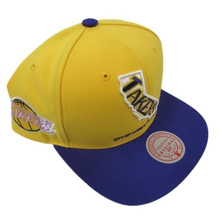 Los Angeles Lakers Mens Mitchell and Ness Flatbrim Snapback Team Insider Hat 32 Image 1