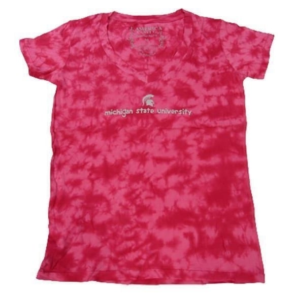 Michigan State Spartans Womens Size M Medium Pink Tie-Dyed V-Neck Shirt Image 1