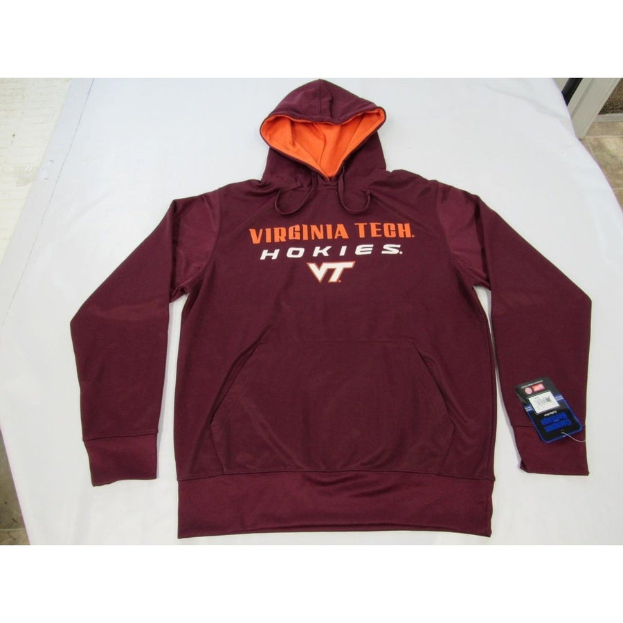 Virginia Tech Hokies Mens Sizes M Medium Maroon Polyester Hoodie 55 Image 1