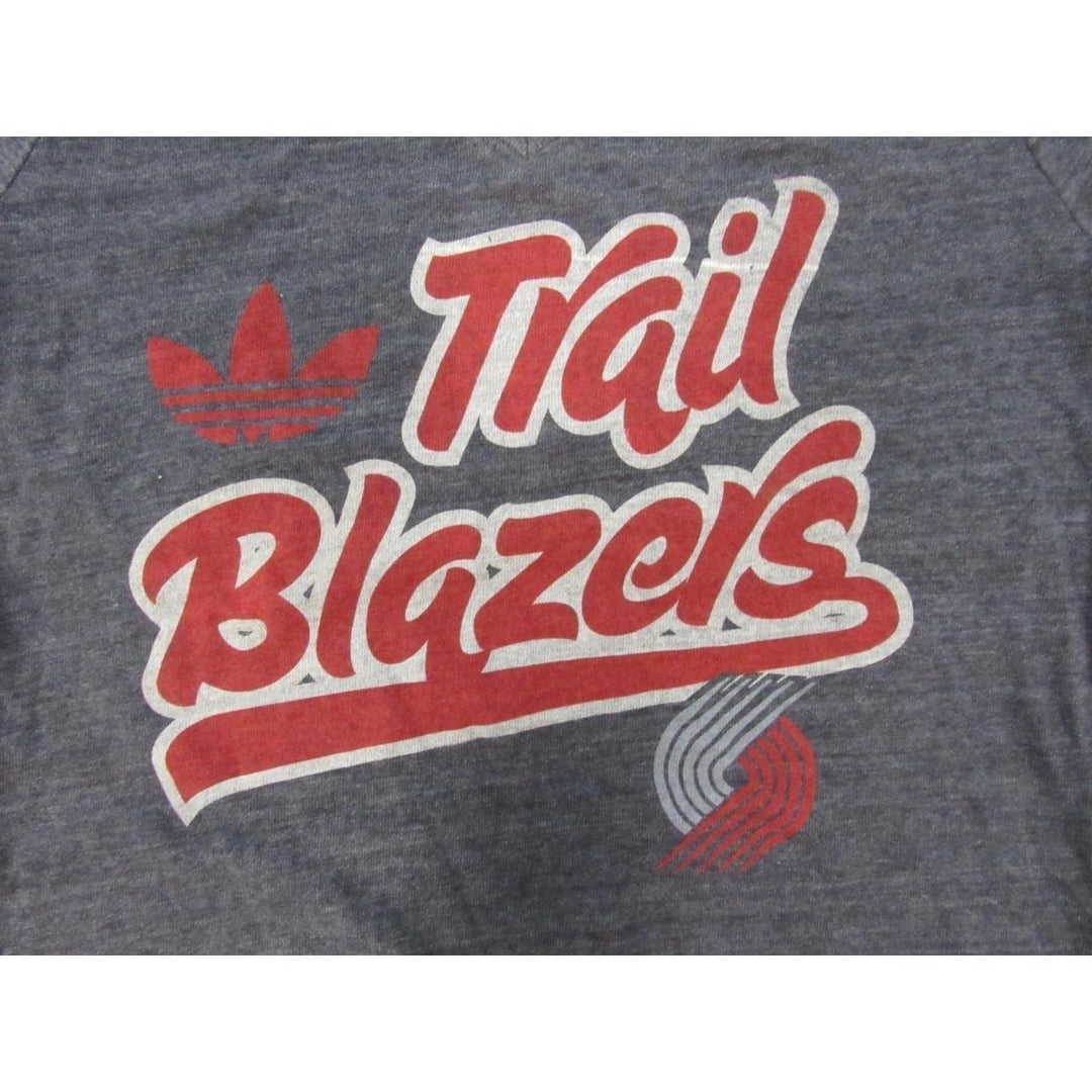 Portland Trailblazers Women Size M Gray Adidas V-Neck Shirt Image 4