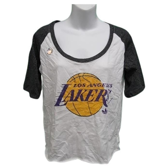 Los Angeles Lakers Womens Size M Medium Majestic 2-Tone Cropped Scoop Neck Shirt Image 1