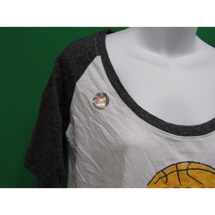 Los Angeles Lakers Womens Size M Medium Majestic 2-Tone Cropped Scoop Neck Shirt Image 4