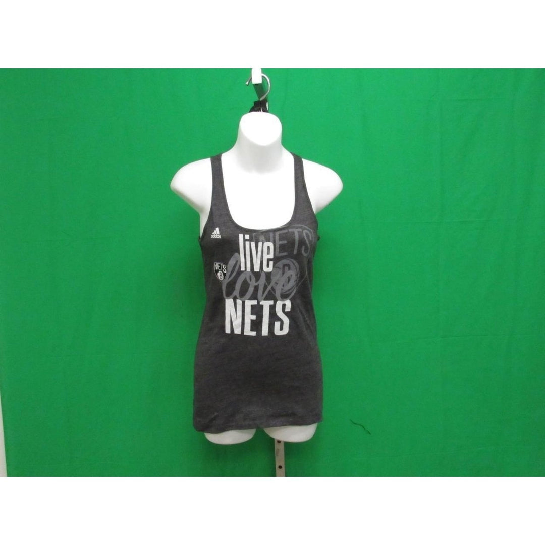 Brooklyn Nets Live Love Nets Womens Size S Small Gray Tanktop Shirt Image 1