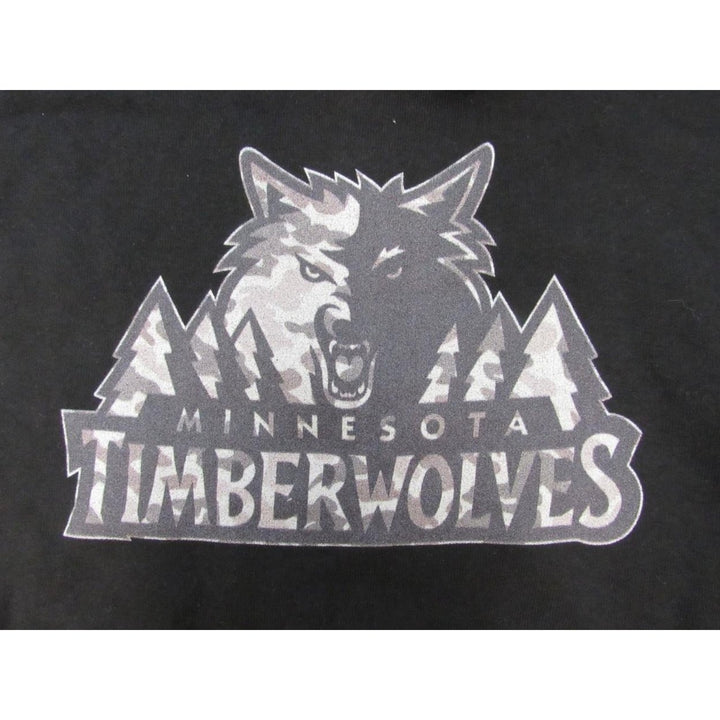 Minnesota Timberwolves Mens Size S Small Black Hoodie w/ Gray Army Print Image 3