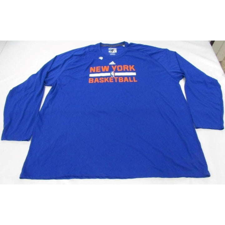 York Knicks Mens Size 4XL 4XLarge Blue Adidas Climalite Long Sleeve Shirt Image 1