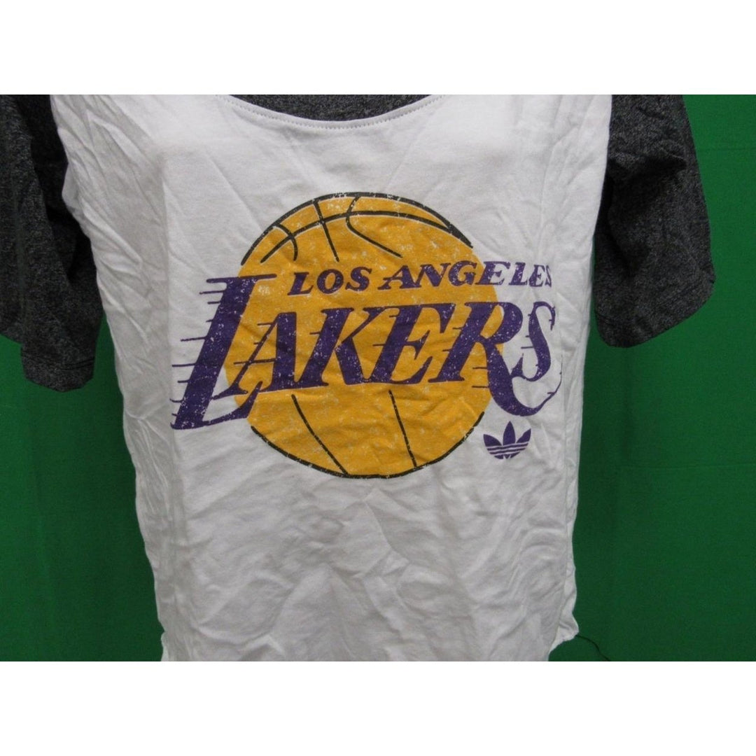 Los Angeles Lakers Womens Size M Medium Majestic 2-Tone Cropped Scoop Neck Shirt Image 6