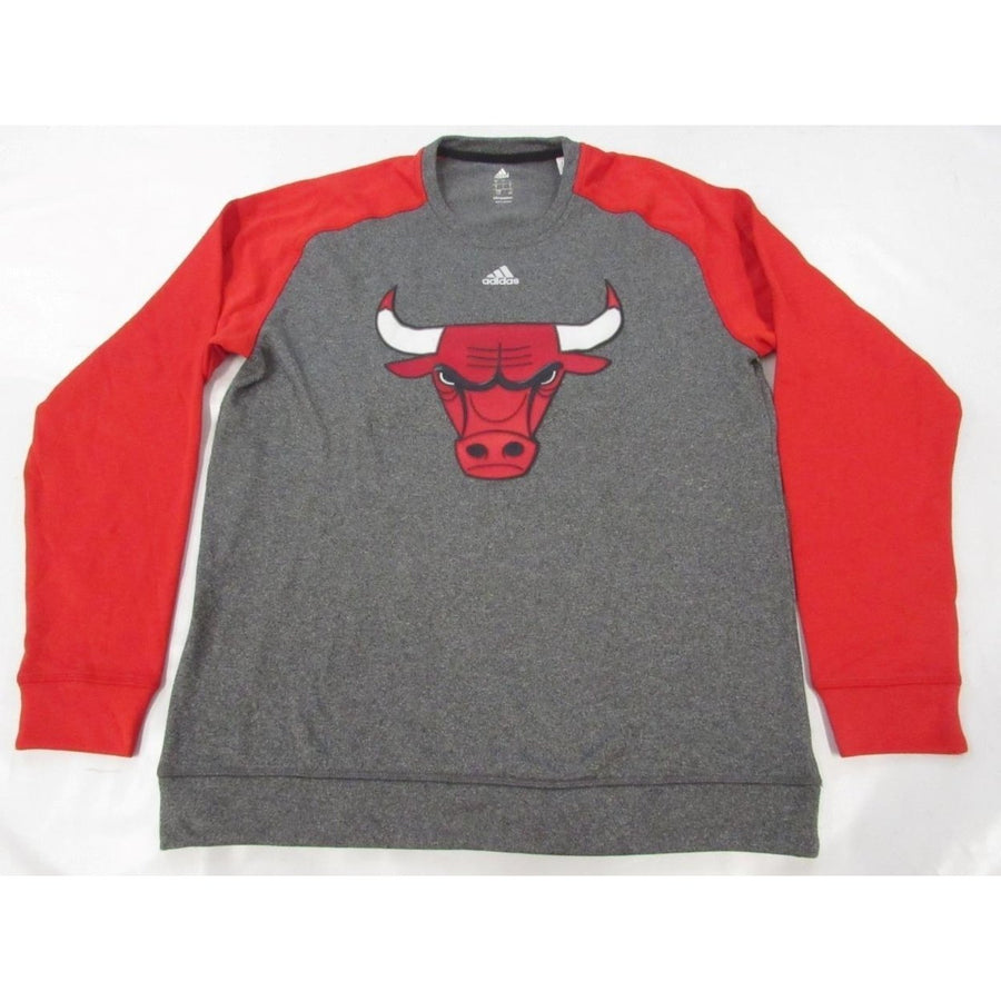 Chicago Bulls Mens Size L Large Adidas Climawarm Gray/Red Sweatshirt Image 1