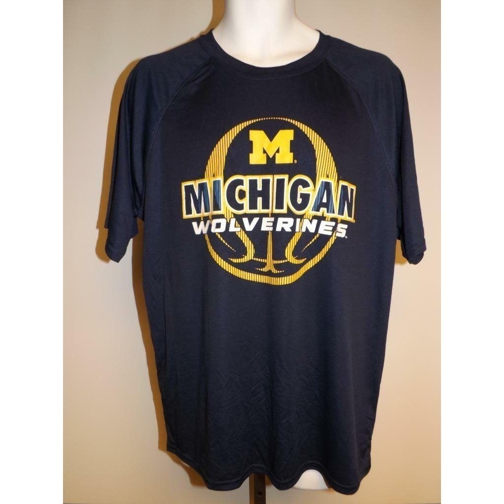 Michigan Wolverines Mens Size L Large Performance Polyester Blue Shirt Image 1