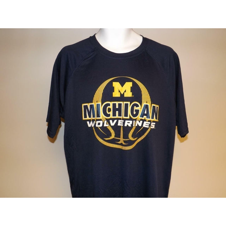 Michigan Wolverines Mens Size L Large Performance Polyester Blue Shirt Image 2