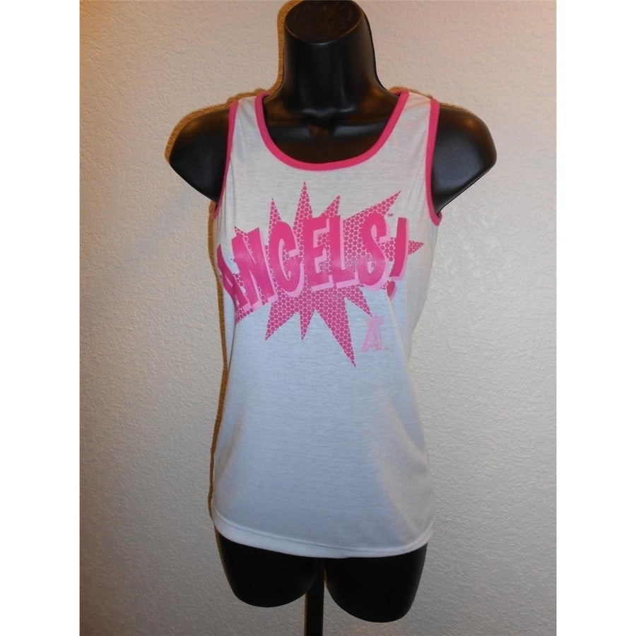 Anaheim ANGELS As YOUTH Medium M 10-12 White Pink Tank Top Shirt 48QC Image 1