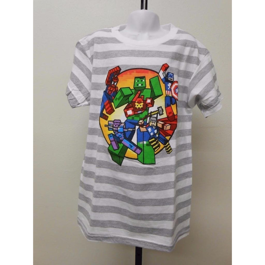 MARVEL AVENGERS BLOCK STYLE KID KIDS SIZE (5/6) SHIRT 69MA Image 1