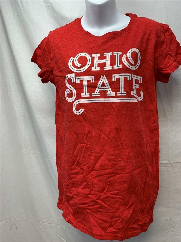 Ohio State Buckeyes Womens Size L Large Red Glitter J.America Shirt Image 1