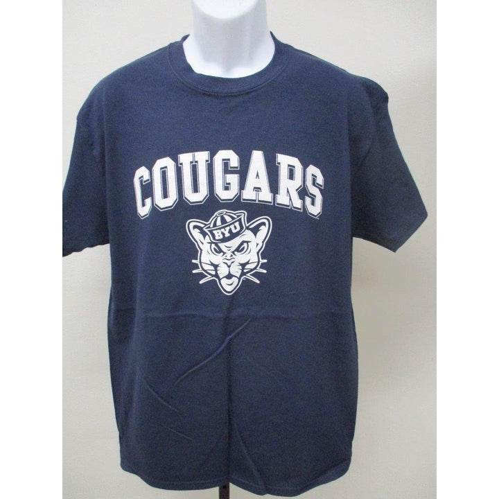 BYU Brigham Young Cougars Mens L Large Blue Shirt Image 1