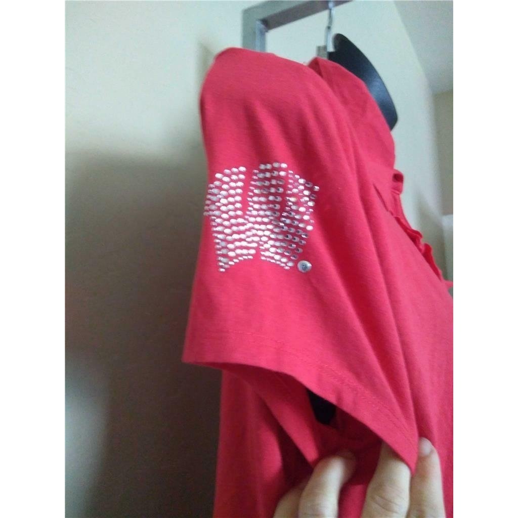 Wisconsin Badgers Womens Size L Large Red Meesh and Mia Ruffled Shirt Image 2