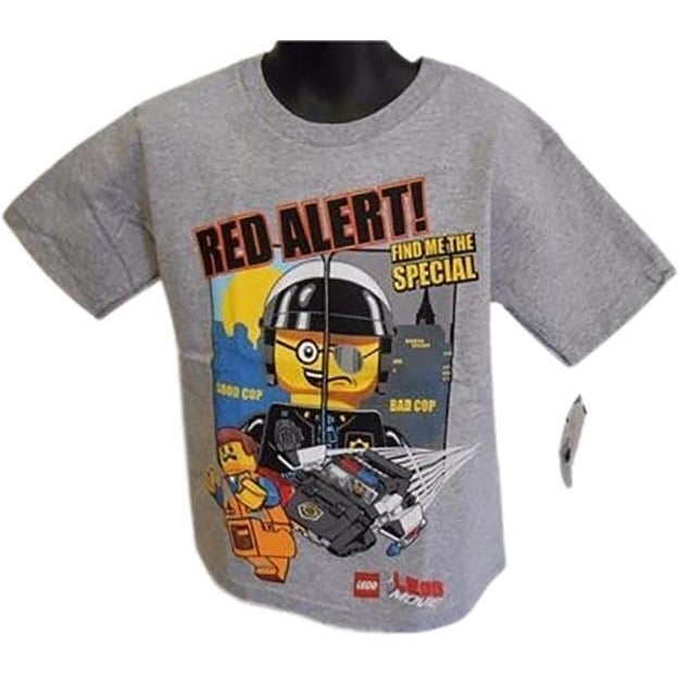 Lego Movie "RED ALERT" Bad Cop KIDS Size 4 Gray Shirt Image 1