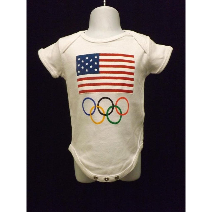 USA Olympic Rings Outer Stuff Infant 6-9 Months White Creeper Image 1