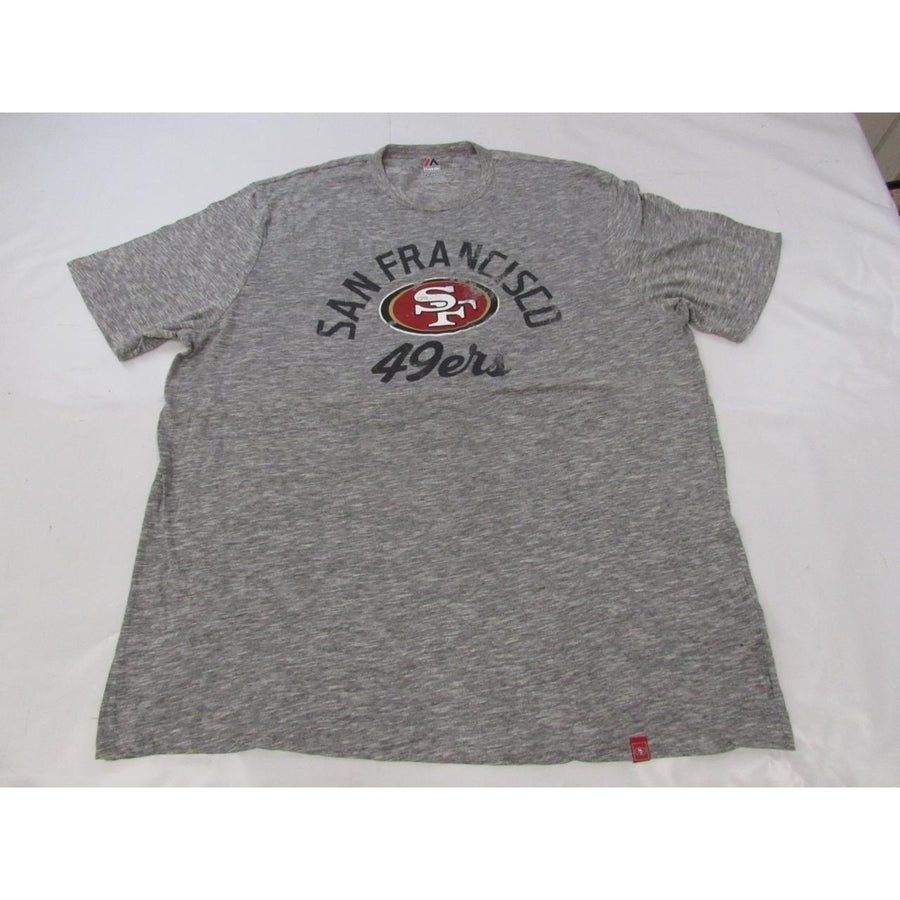 San Francisco 49ers Mens Size XL Gray Majestic Shirt w/ Distress Print Image 1