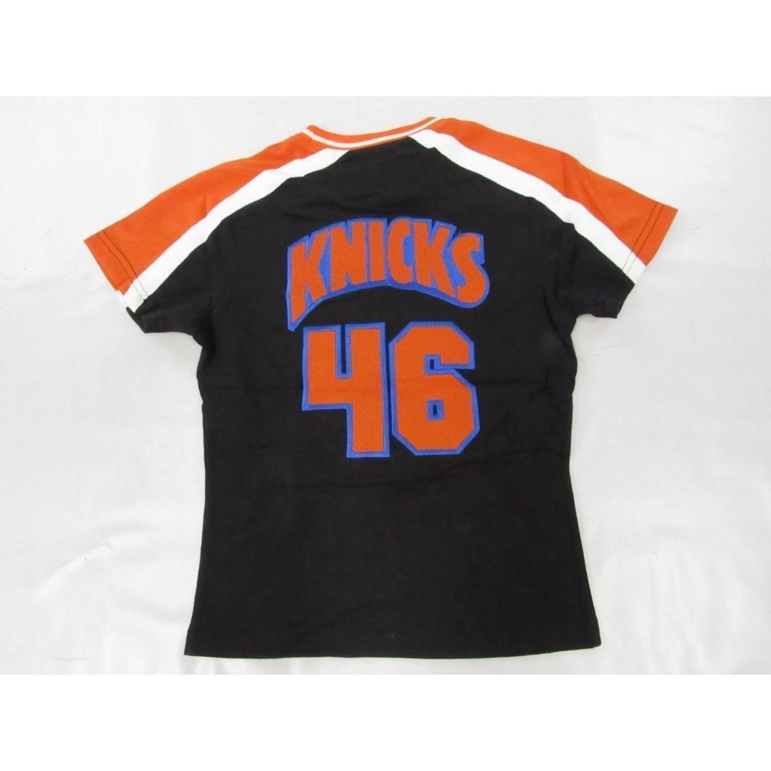 York Knicks 46 Womens Size M Medium Form-Fitting Black/Orange Shirt Image 3