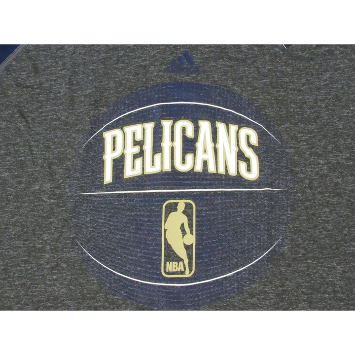 Orleans Pelicans Mens Size 2XL 2XLarge Gray Adidas Climalite Shirt 30 Image 2