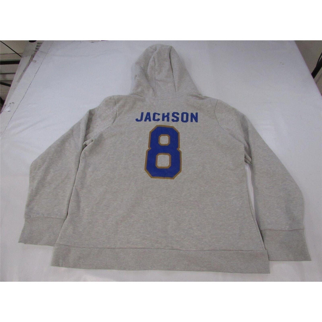 Baltimore Ravens 8 Lamar Jackson Womens Size 3XL Gray V-Neck Hoodie Image 2