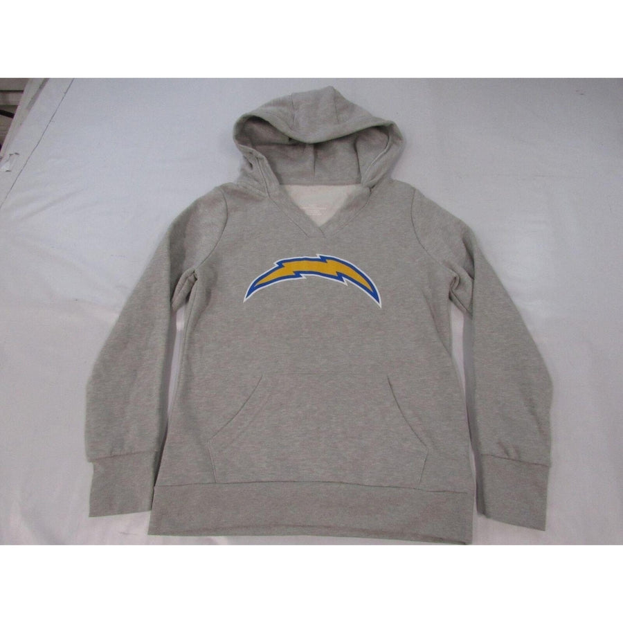 Los Angeles Chargers 70 Rashawn Slater Womens Size S Gray V-Neck Hoodie Image 1