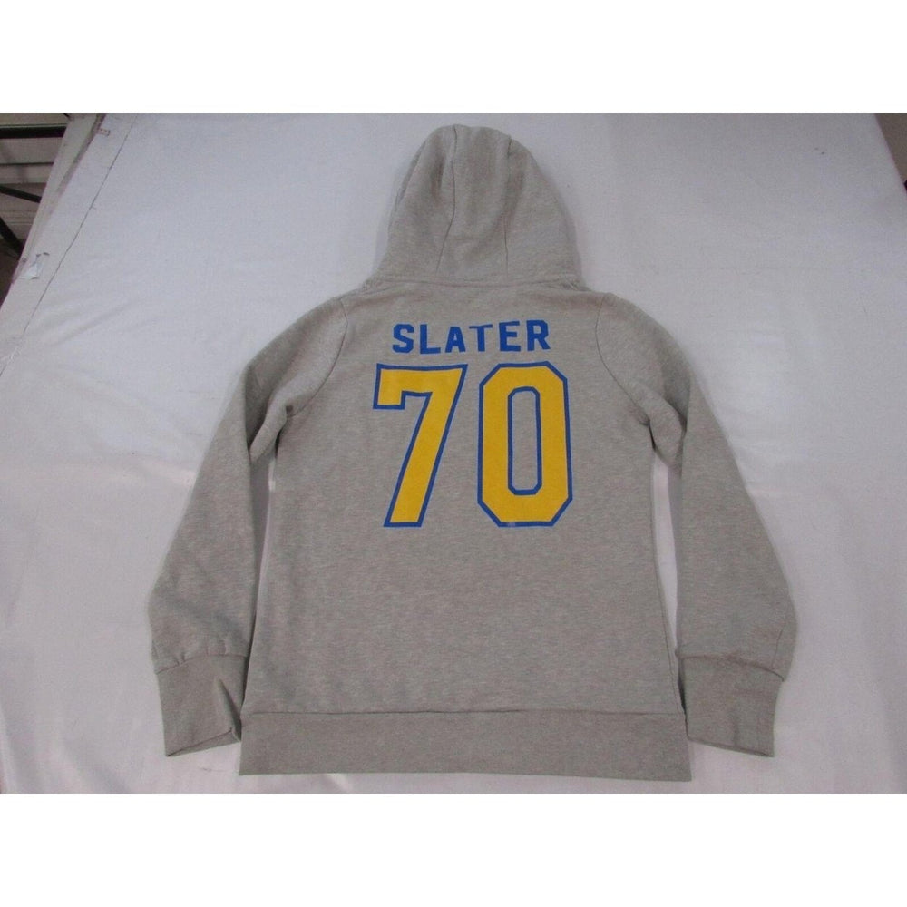 Los Angeles Chargers 70 Rashawn Slater Womens Size S Gray V-Neck Hoodie Image 2