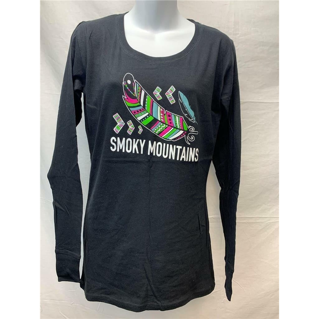 Smoky Mountains Womens Size M Medium Black J.America Long Sleeve Shirt Image 1