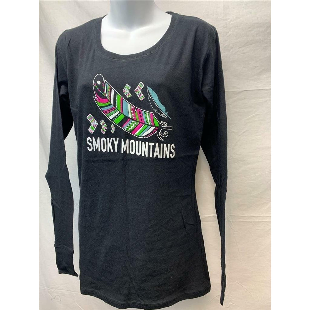 Smoky Mountains Womens Size M Medium Black J.America Long Sleeve Shirt Image 2