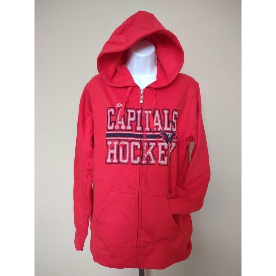 Washington Capitals Womens Size L Large Red Majestic Full Zip Hoodie 50 Image 1