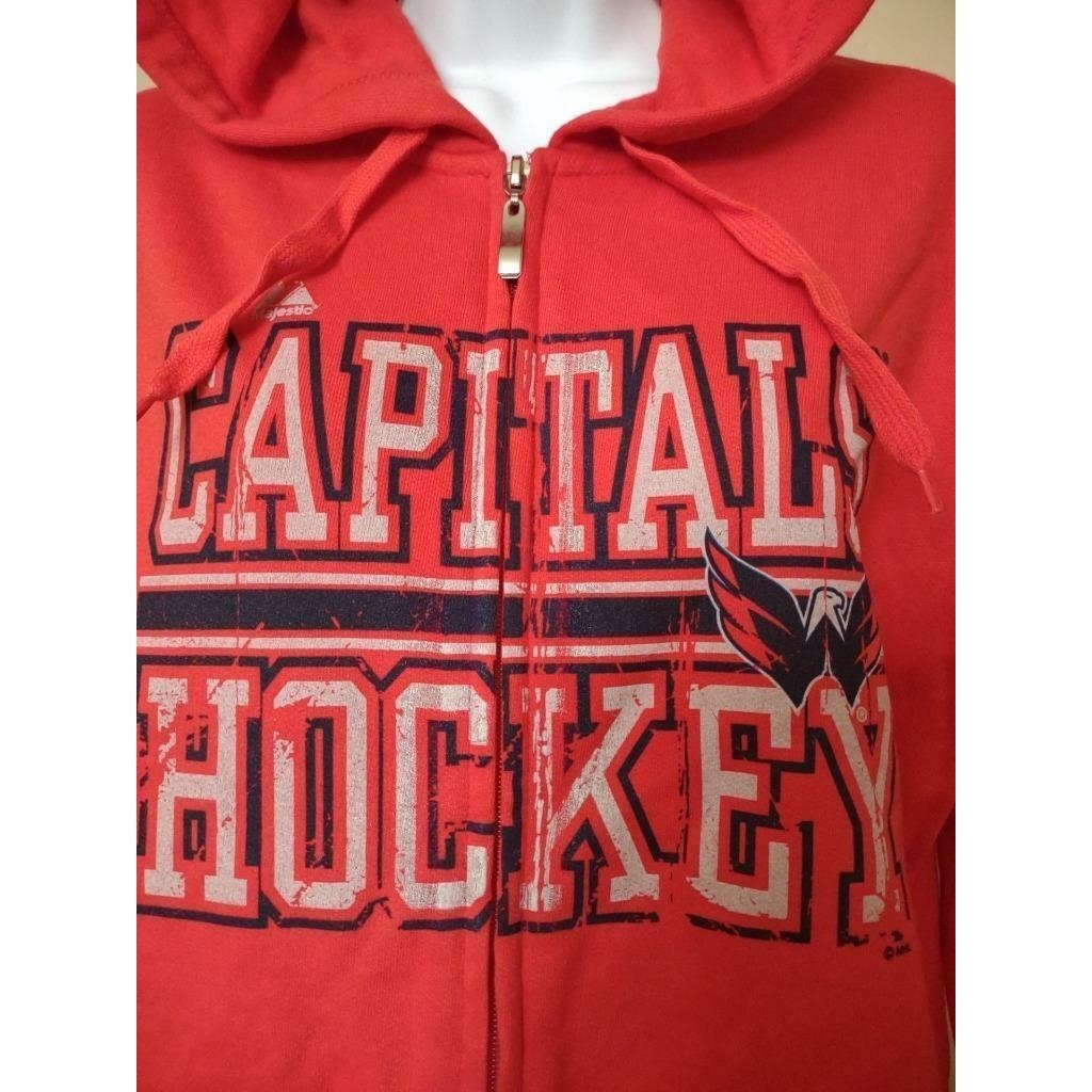 Washington Capitals Womens Size L Large Red Majestic Full Zip Hoodie 50 Image 2