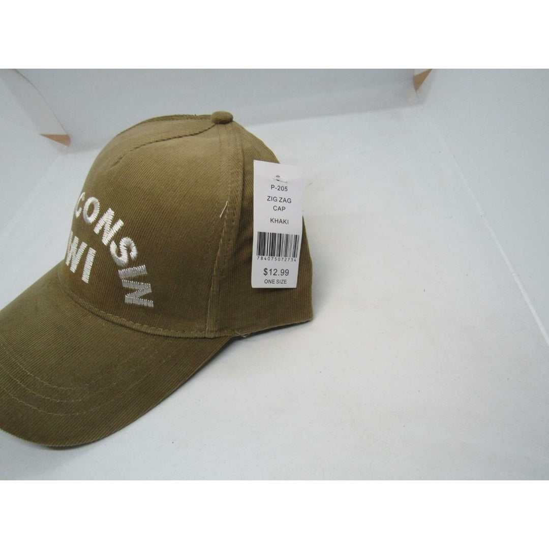 Wisconsin WI Mens Size OSFA Brown Tan Corduroy Adjustable Hat Image 3