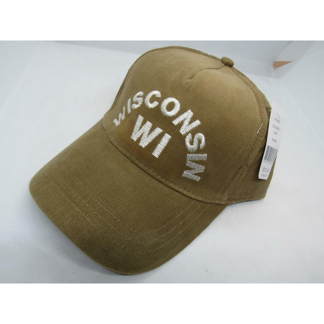 Wisconsin WI Mens Size OSFA Brown Tan Corduroy Adjustable Hat Image 4