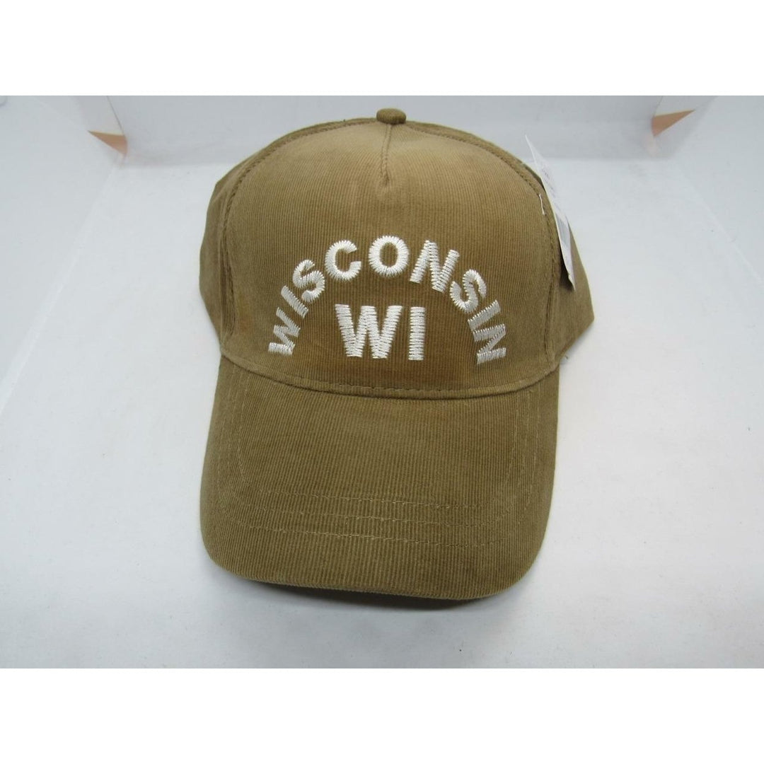 Wisconsin WI Mens Size OSFA Brown Tan Corduroy Adjustable Hat Image 4