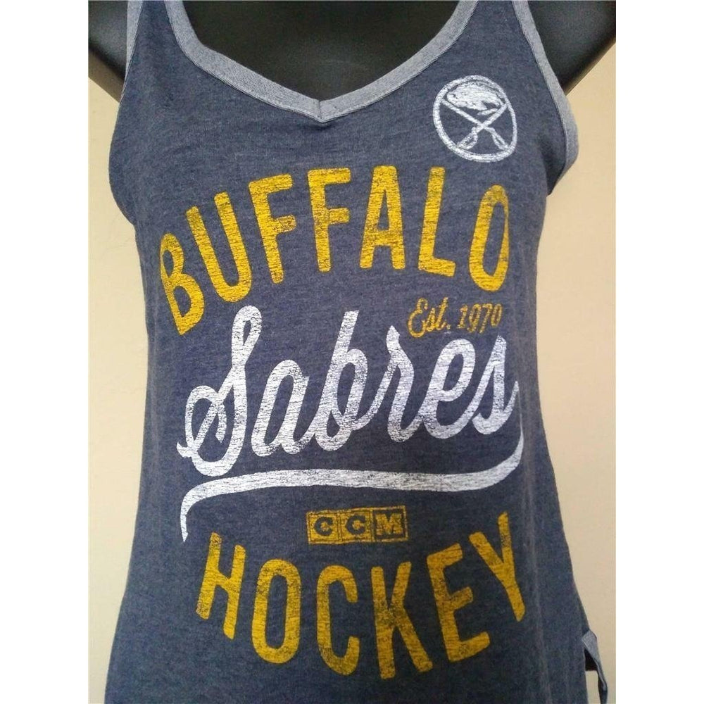 Buffalo Sabres Womens Size S Small Blue CCM Sleeveless Shirt Image 2