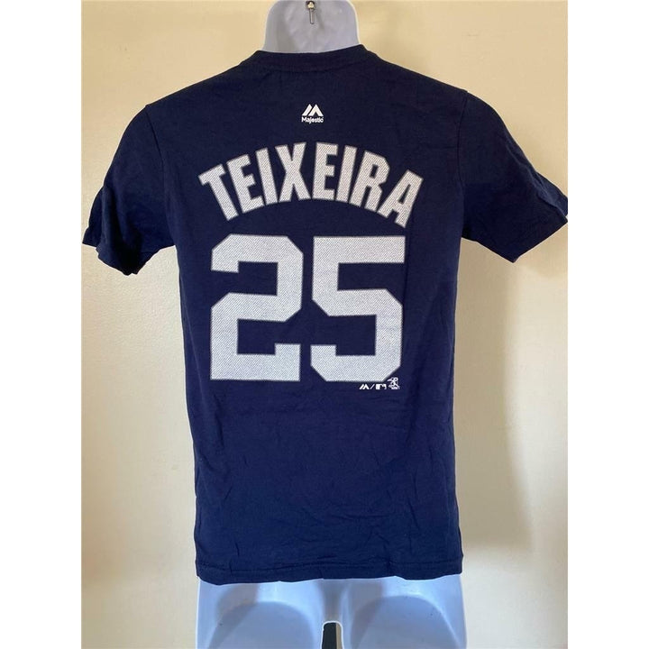 York Yankees 25 Mark Teixeira Youth Size M Medium Blue Shirt Image 4