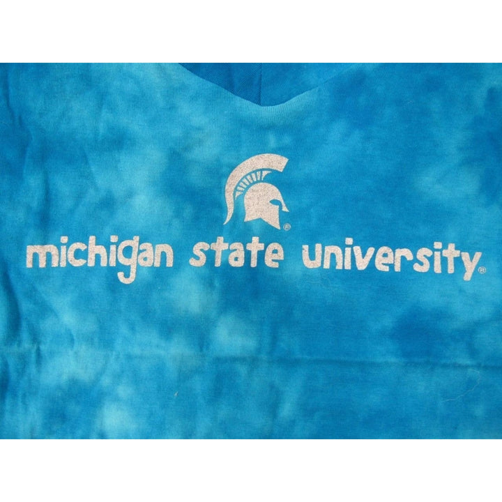 Michigan State Spartans Womens Size M Medium Blue Tie-Dyed V-Neck Shirt Image 3