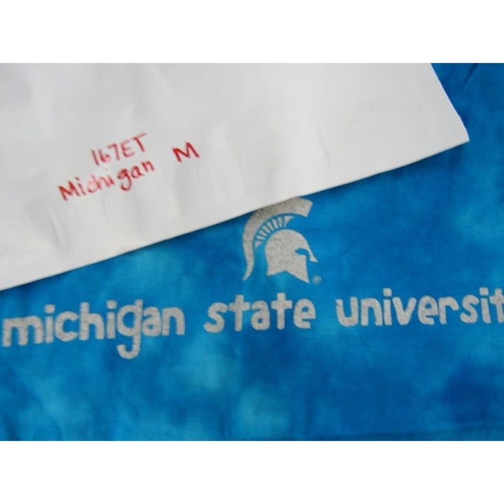 Michigan State Spartans Womens Size M Medium Blue Tie-Dyed V-Neck Shirt Image 4