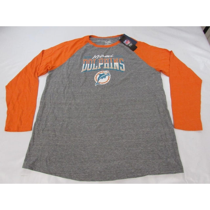 Miami Dolphins Mens Size 2XL Gray Orange Long Sleeve Shirt w/DistressedPrint Image 1