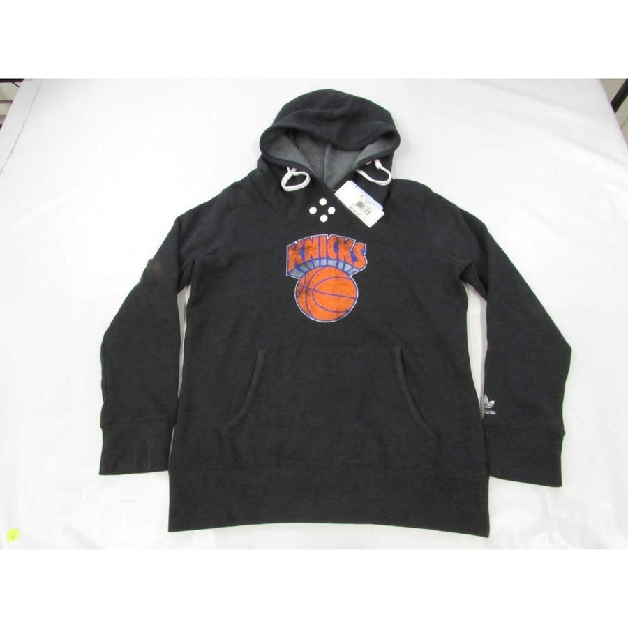 York Knicks Womens Size L Large Gray Adidas Hoodie w/ Distress Print 65 Image 1