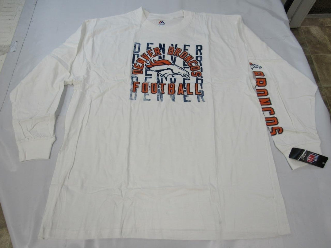 Denver Broncos Mens Size 3XL 3XLarge White Majestic Long Sleeved Shirt Image 1