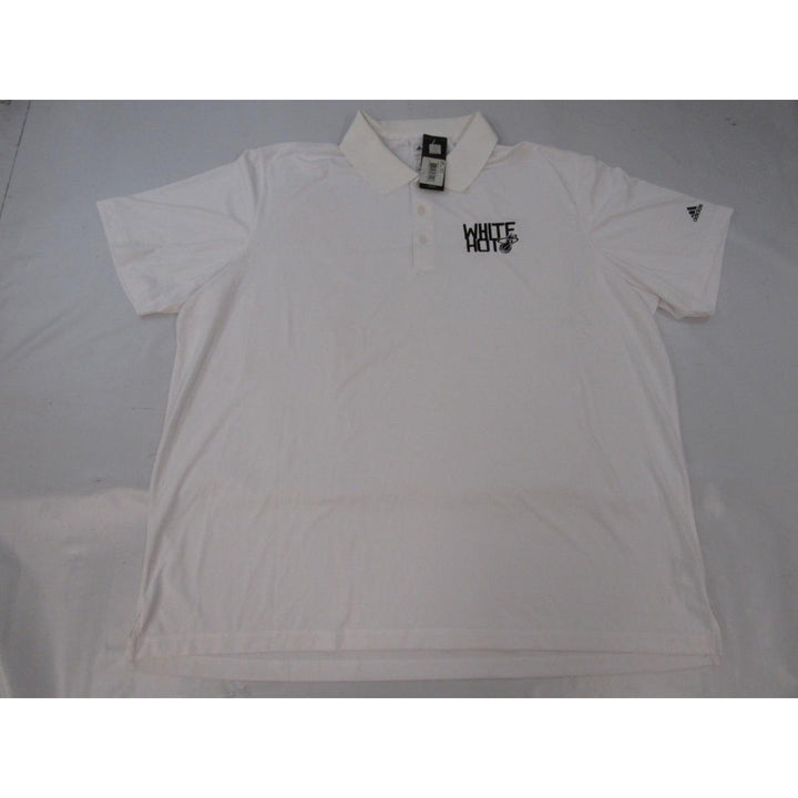 Miami Heat White Hot Mens Size 3XL White Adidas Polyester Polo Shirt Image 6