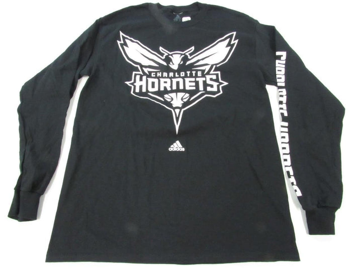 Charlotte Hornets Mens Size M Medium Black Adidas Long Sleeve Shirt Image 1