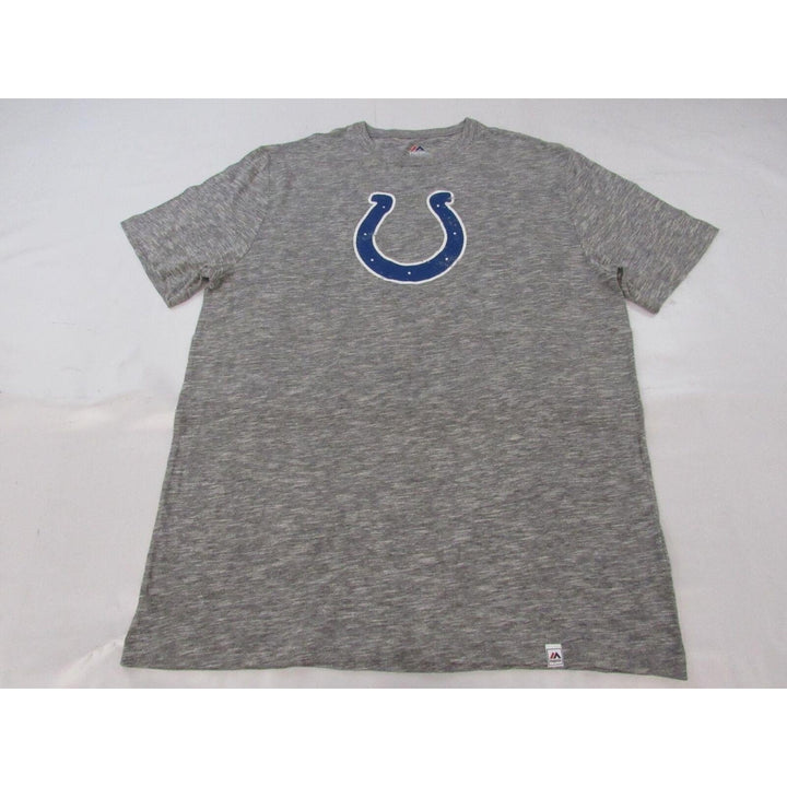 Indianapolis Colts Mens L Heather Gray Majestic Shirt w/ Distressed Print Image 1