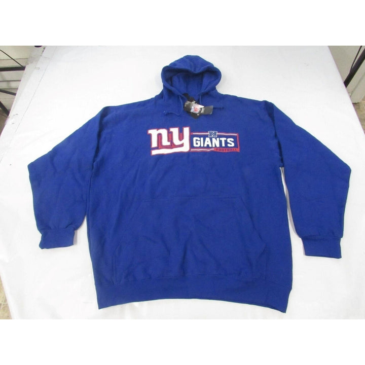 York Giants Football Mens Size 2XL-Tall Blue Hoodie w/ Distressed Print Image 1