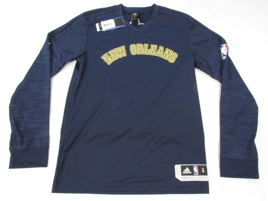 Orleans Pelicans Mens Size S Blue Adidas Climalite Long Sleeve Shirt 70 Image 1